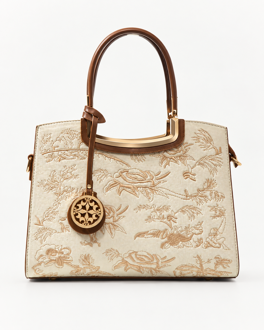 Luxe Ivory Embroidered Handbag