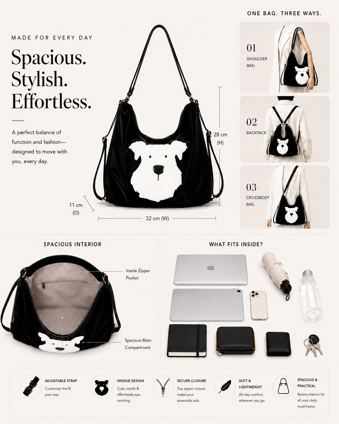 Soft Plush Puppy Shoulder Bag