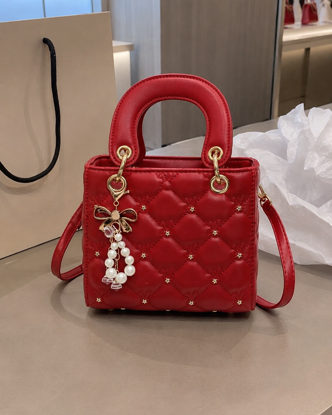 Pearl Quilted Handbag