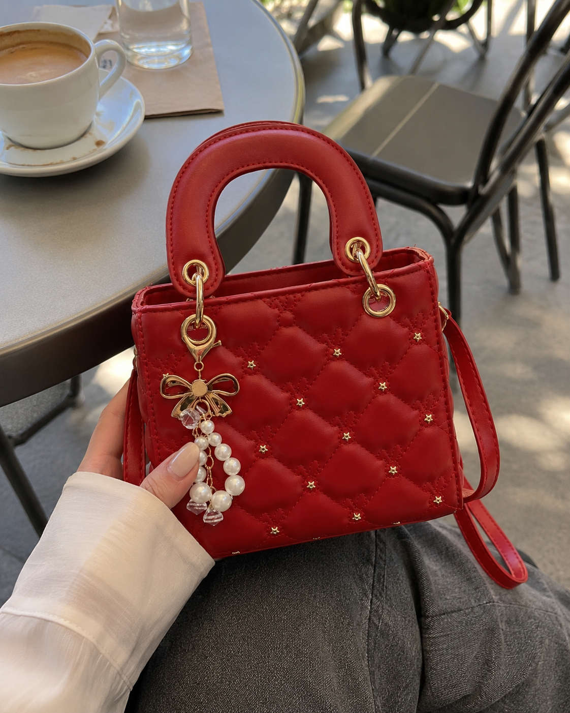 Pearl Quilted Handbag